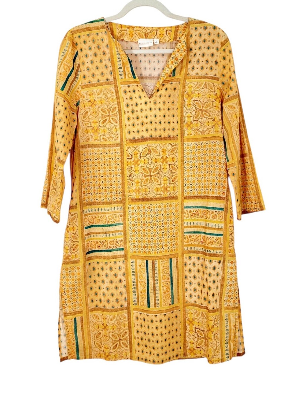 JULIA AMORY Mariah Tunic Swimsuit Cover Up Dress In Mango Patchwork Small - Picture 3 of 8